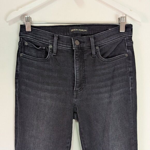 Aritzia Denim Forum The Nico Washed Black Mid Rise Skinny Crop Raw Hem Jeans - Picture 4 of 8